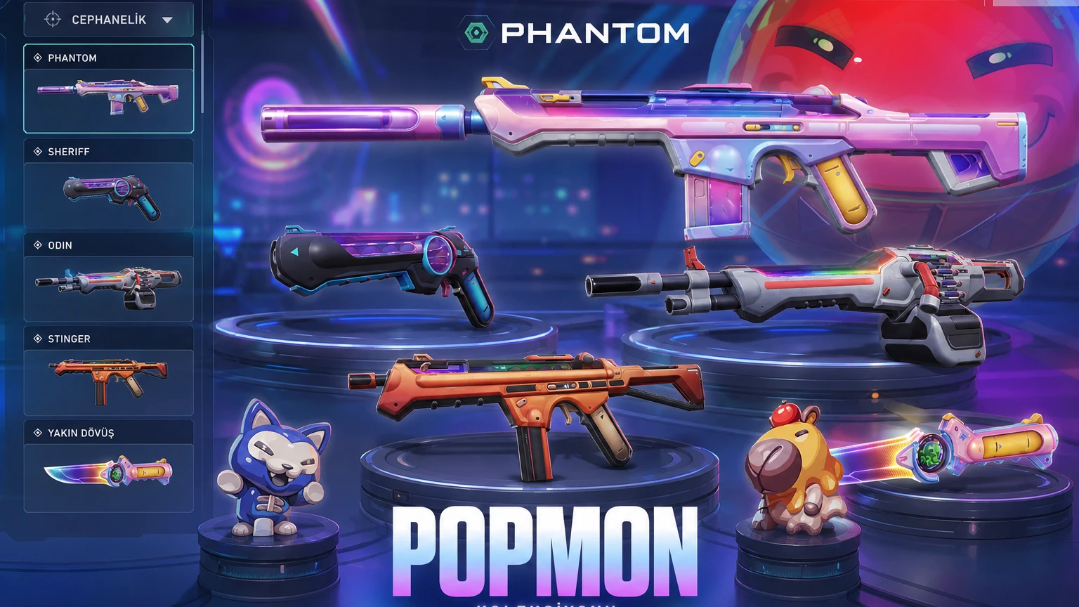 VALORANT cephaneliğinde POPMONZ silah kaplamaları