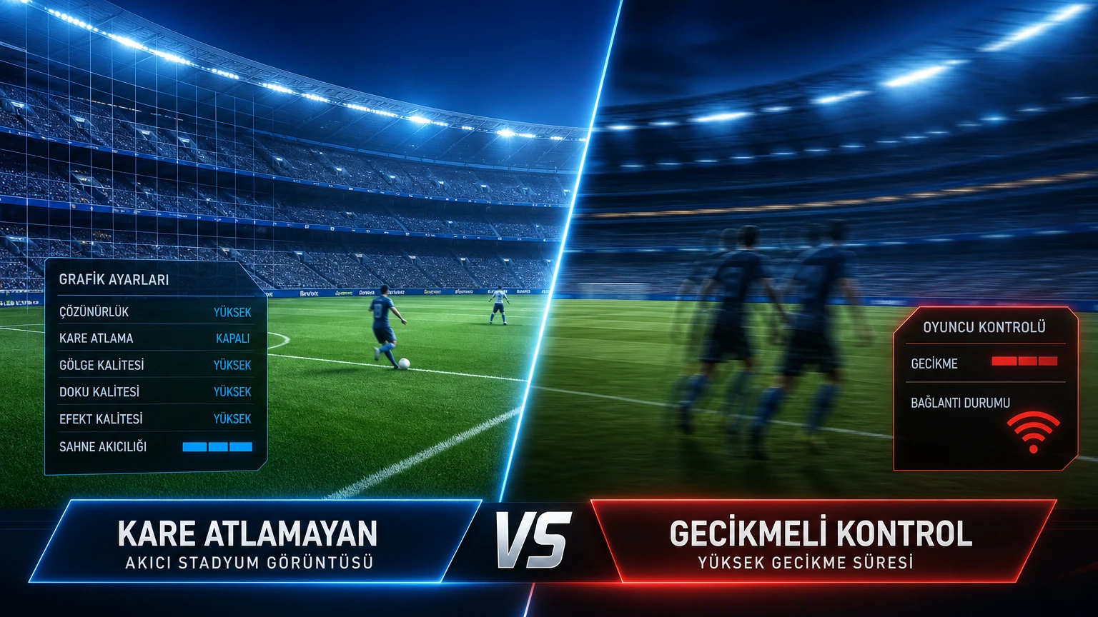 eFootball maçında FPS düşüşü ve bağlantı gecikmesi ayrımı