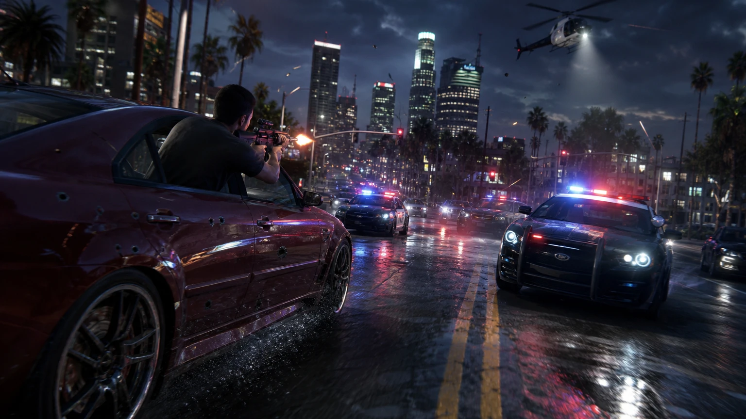 GTA 5 Los Santos görev ve çatışma sahnesi
