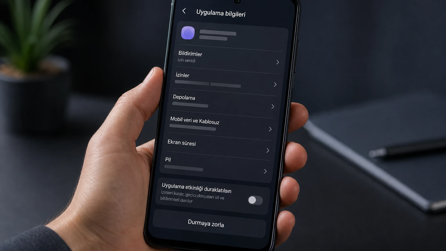 Android ayarlarında Wild Rift durmaya zorlama ekranı