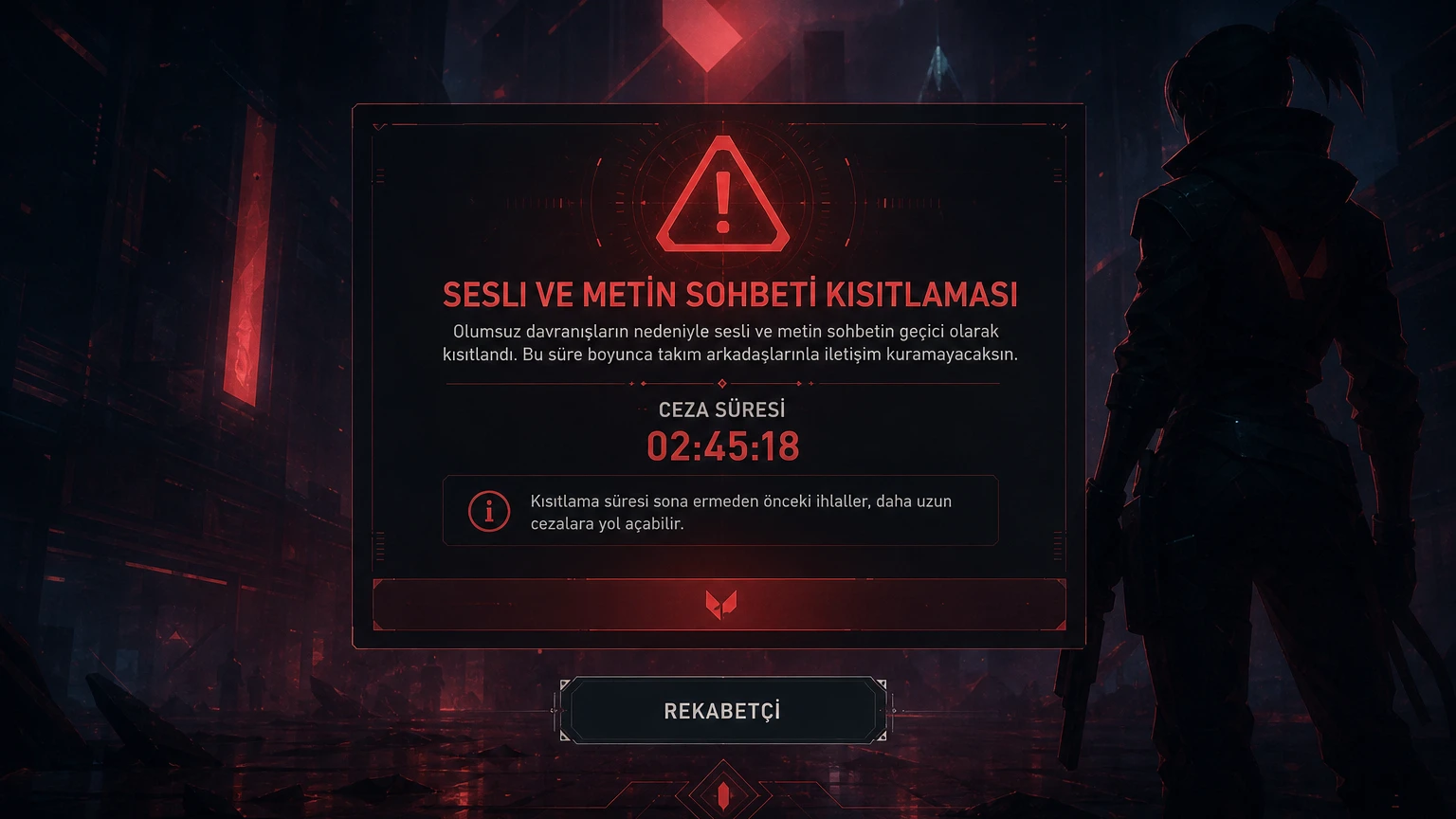 VALORANT sohbet kısıtlaması süre bildirimi