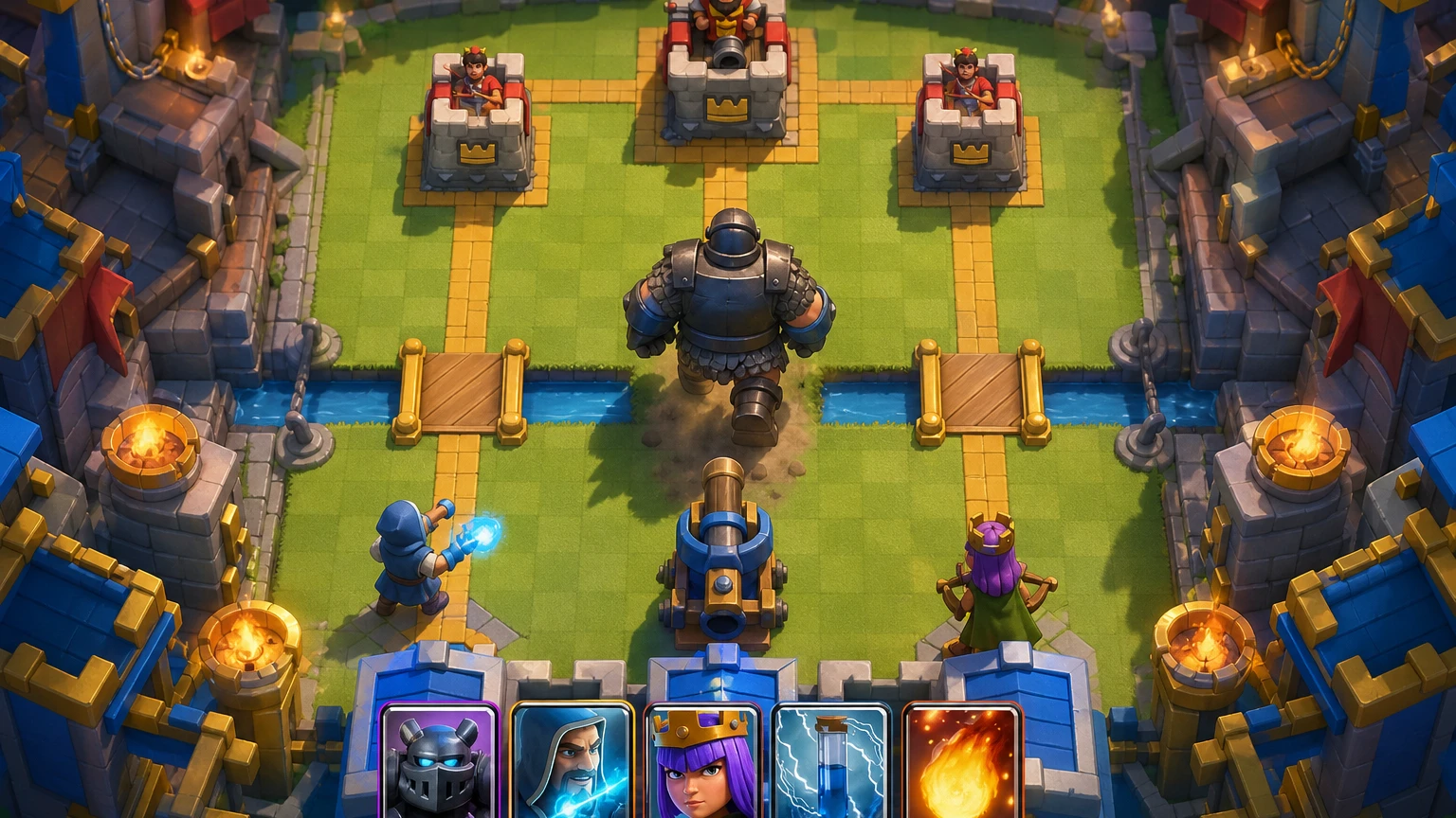 Clash Royale savaş alanında geriden başlatılan tank birliği