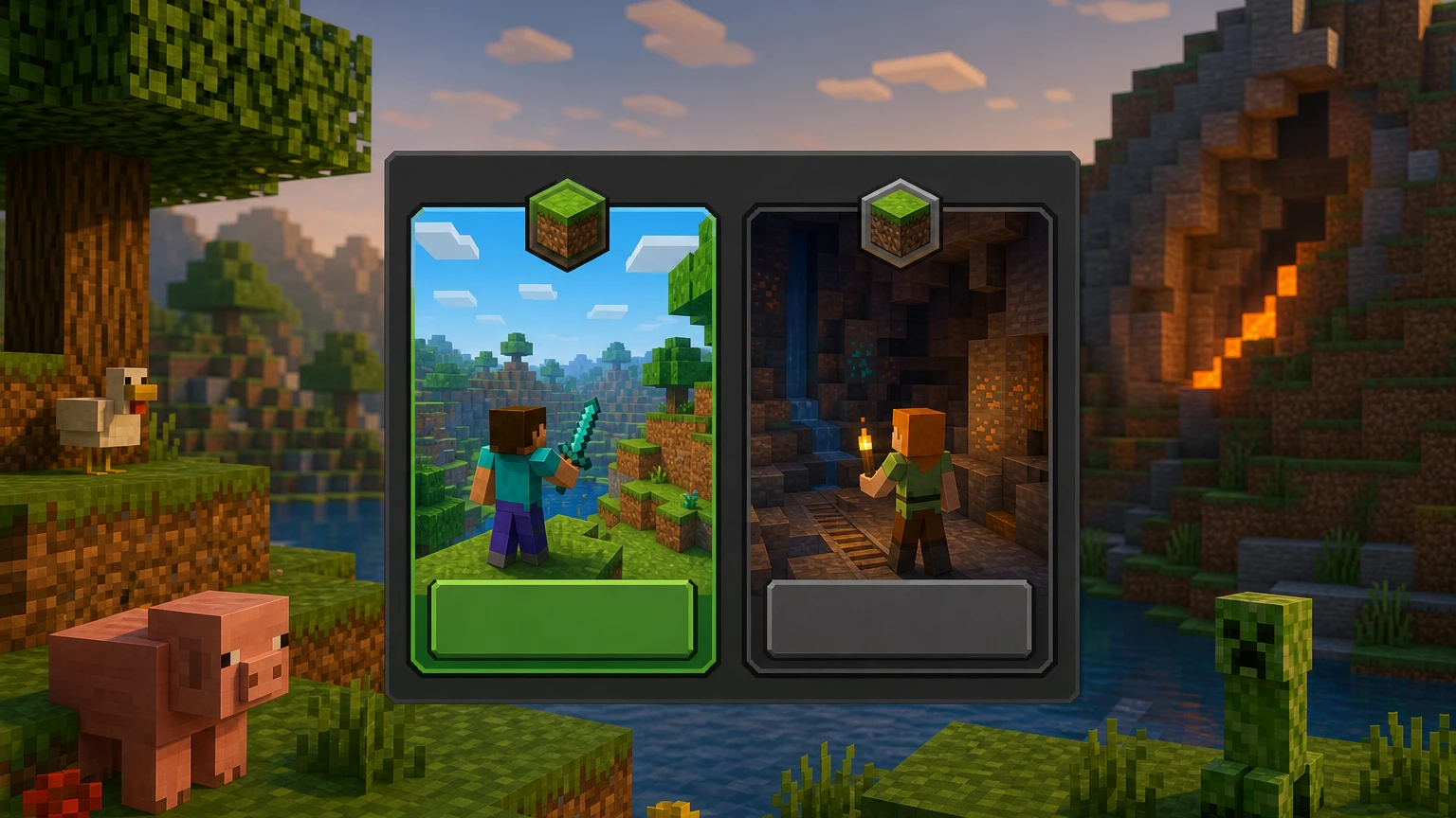 Minecraft Launcher üzerinde Java ve Bedrock sürümleri